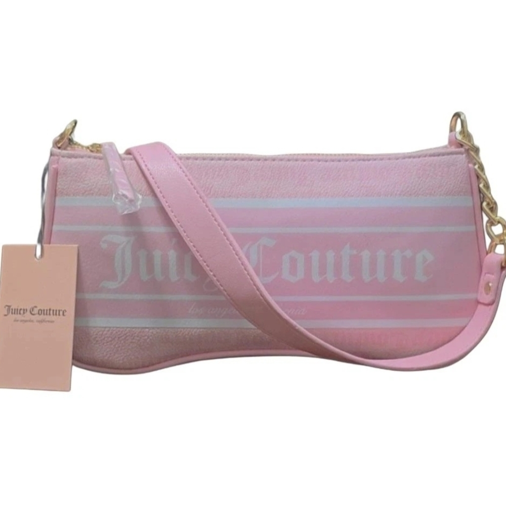 Juicy Couture Light Pink Logo Shoulder Bag with Chain Accent